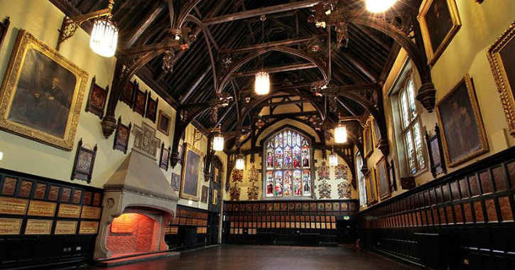 internal view of main hall inside Durham Town Hall, County Durham.